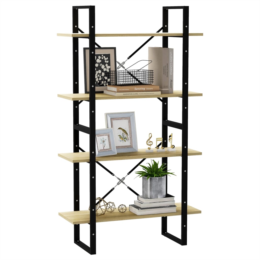 vidaXL 4-Tier Book Cabinet Sonoma Oak 80x30x140 cm Engineered Wood