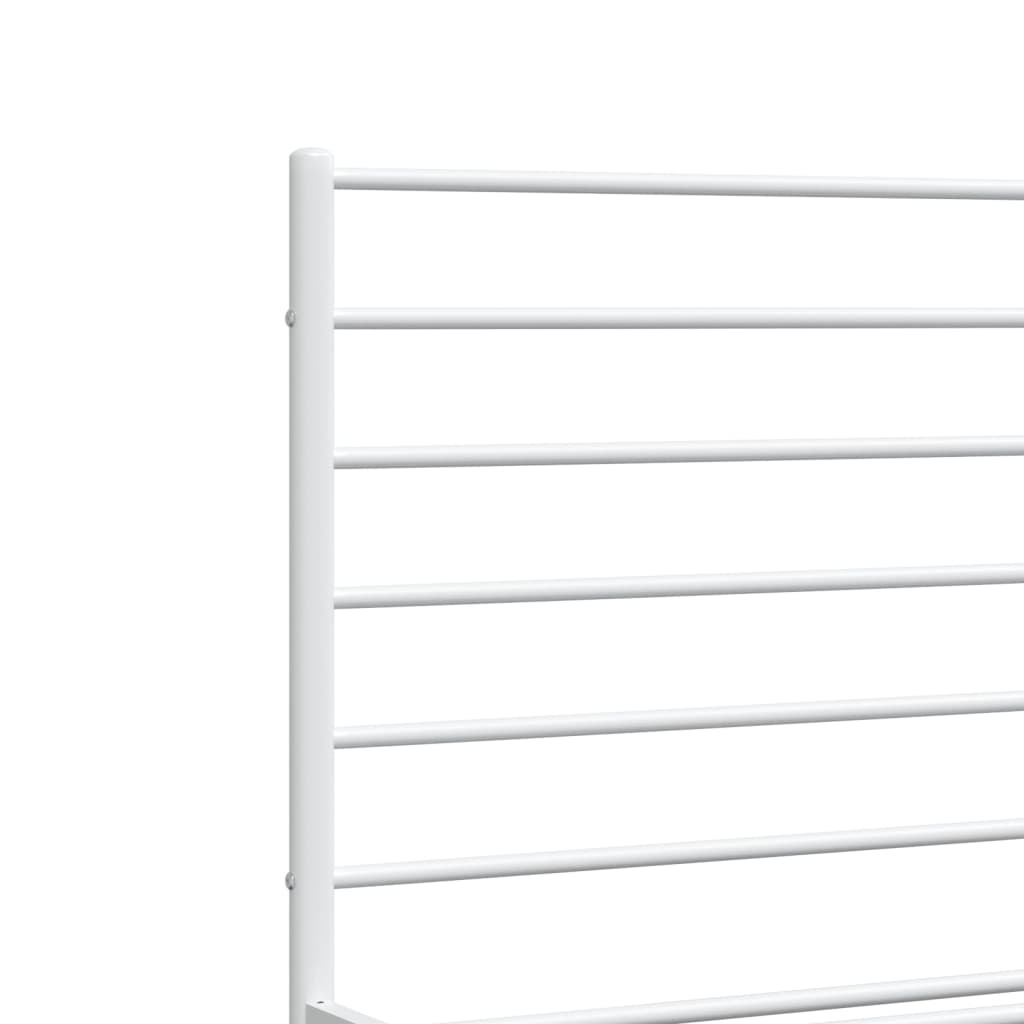 vidaXL Metal Bed Frame with Headboard White 200x200 cm