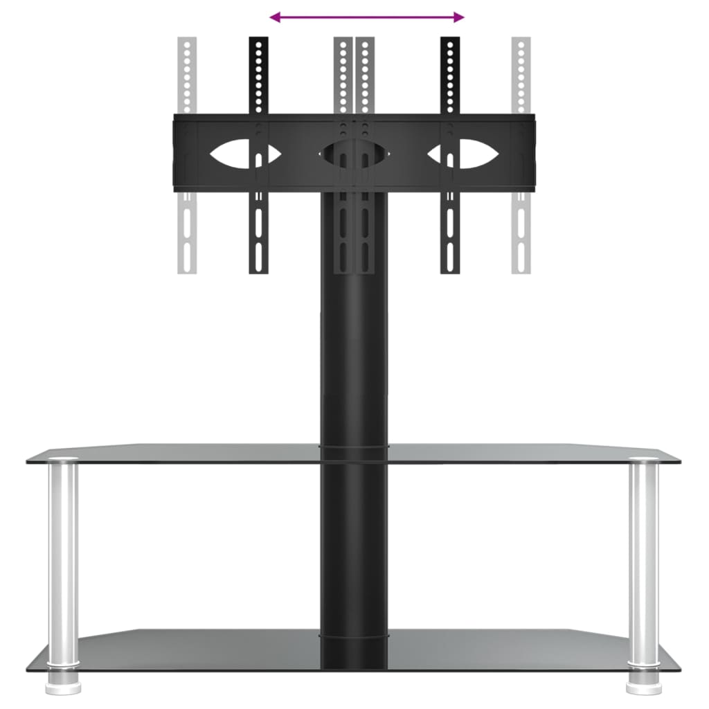 vidaXL Corner TV Stand 2-Tiers for 32-70 Inch Black and Silver