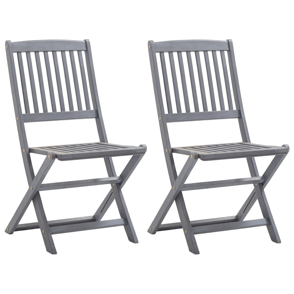 vidaXL Folding Outdoor Chairs 2 pcs Solid Acacia Wood