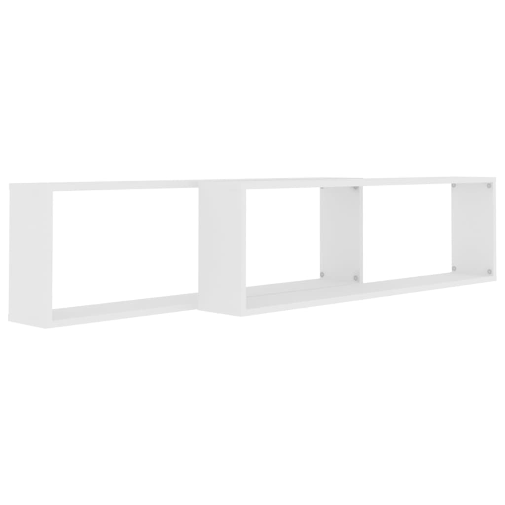 vidaXL Wall Cube Shelf 2 pcs White 100x15x30 cm Engineered Wood