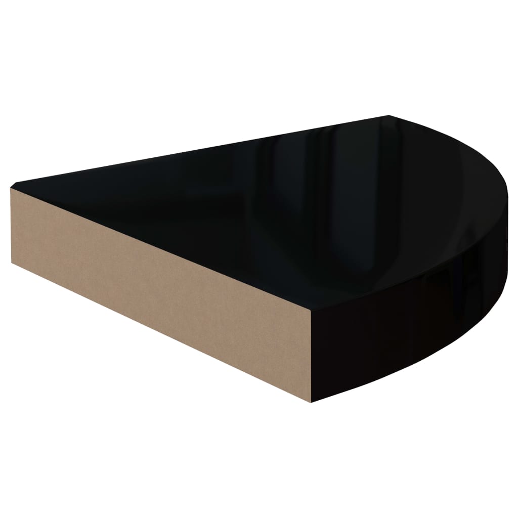 vidaXL Floating Corner Shelf High Gloss Black 25x25x3.8 cm MDF