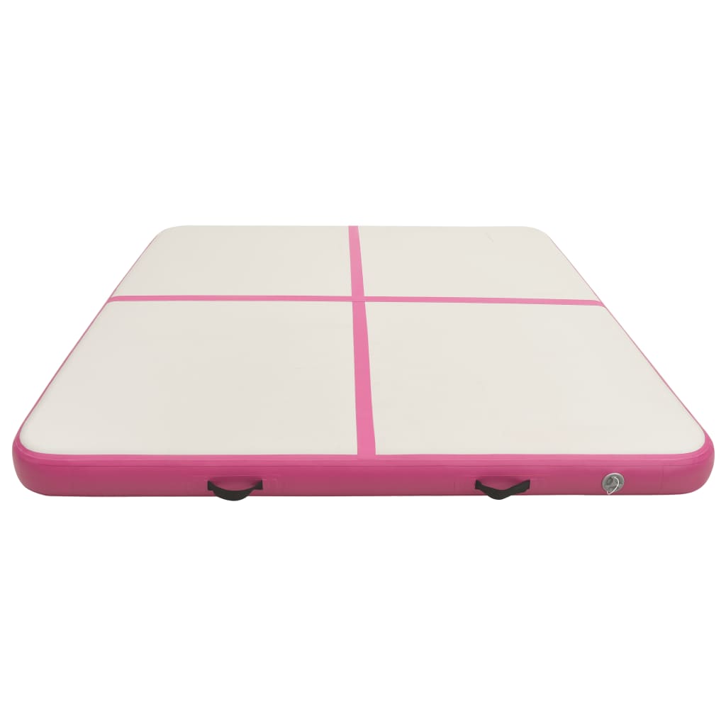 vidaXL Inflatable Gymnastics Mat with Pump 200x200x15 cm PVC Pink