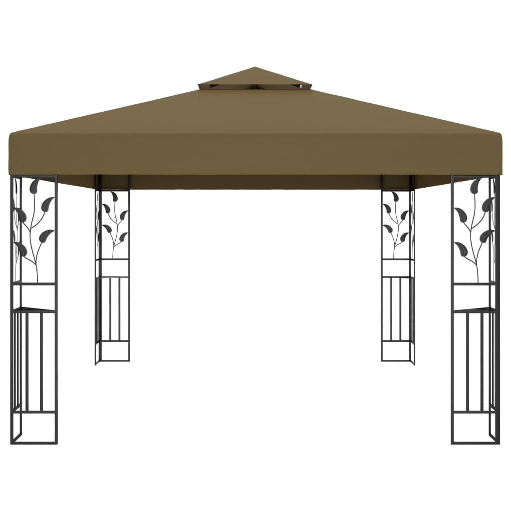 vidaXL Gazebo with Double Roof 3x4 m Taupe 180 g/m²
