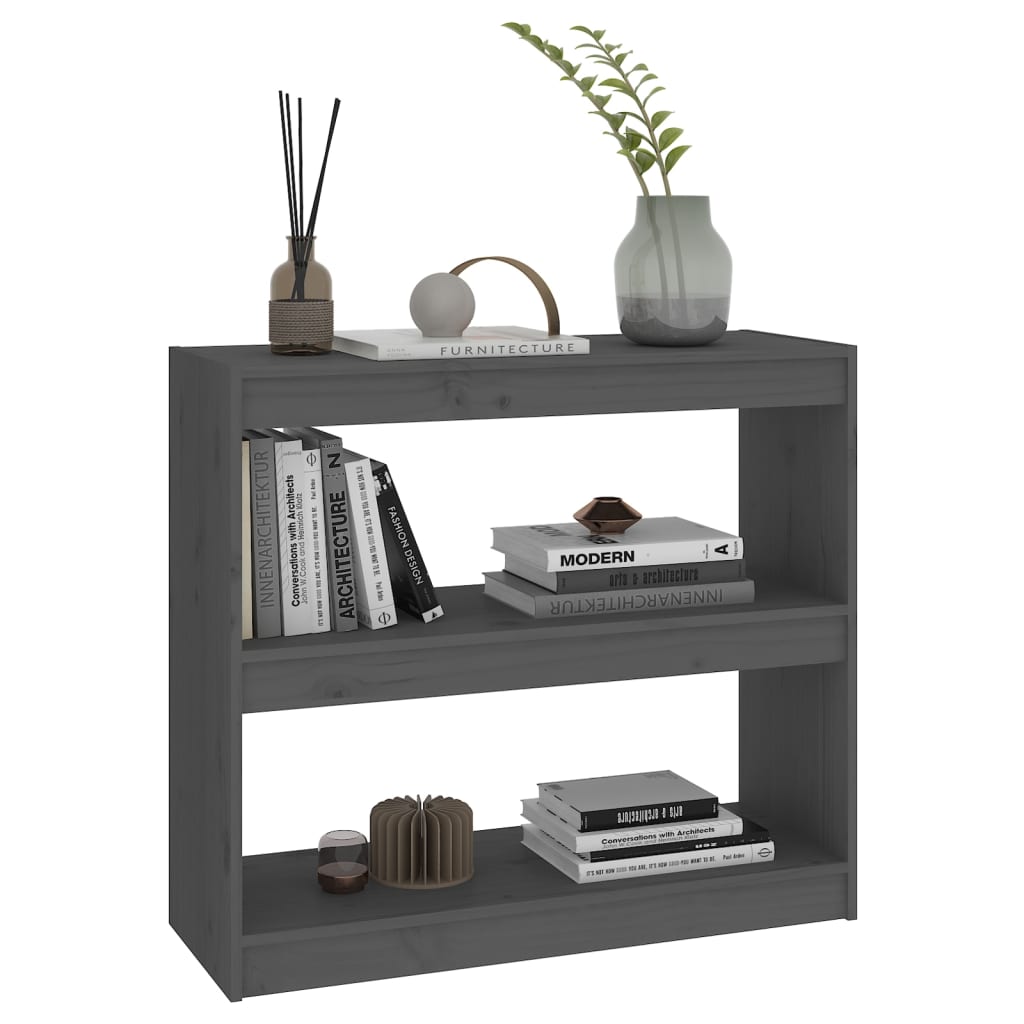 vidaXL Book Cabinet/Room Divider Grey 80x30x71.5 cm Solid Wood Pine