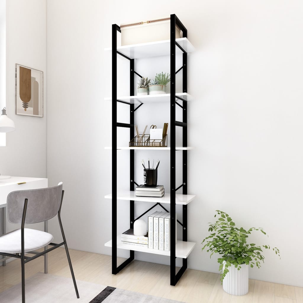 vidaXL 5-Tier Book Cabinet White 60x30x175 cm Engineered Wood