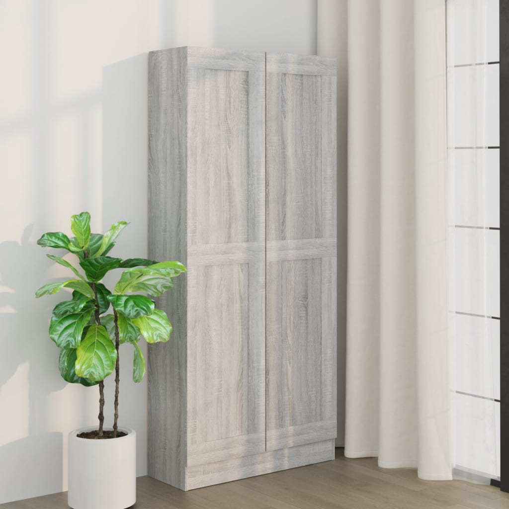 vidaXL Book Cabinet Grey Sonoma 82.5x30.5x185.5 cm Engineered Wood