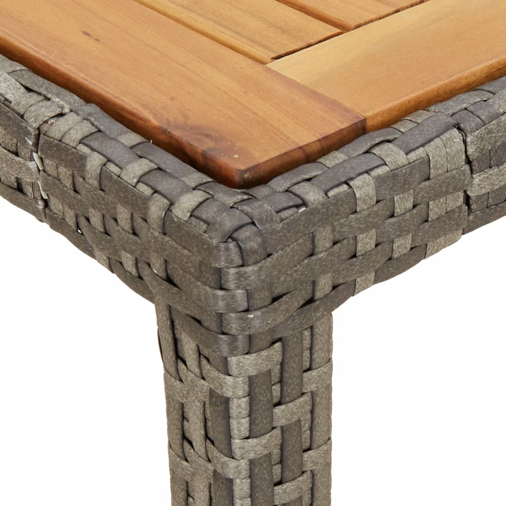 vidaXL Garden Table 150x90x75 cm Poly Rattan and Acacia Wood Grey