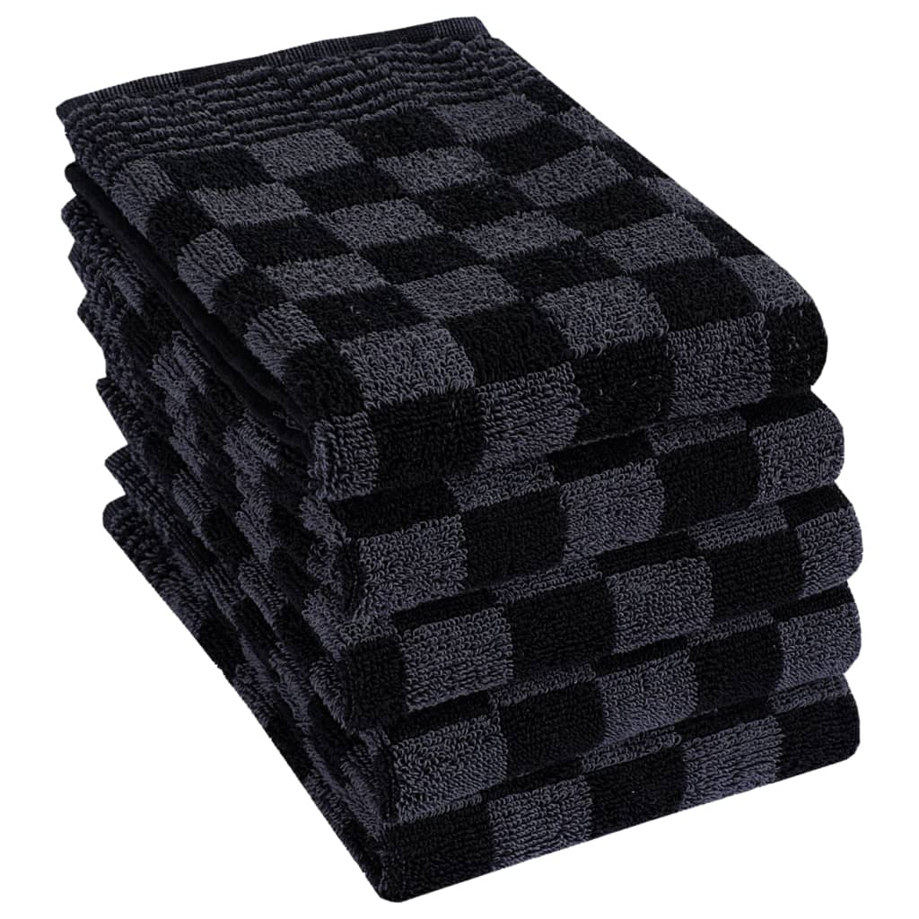 vidaXL 10 Piece Towel Set Black and Grey Cotton