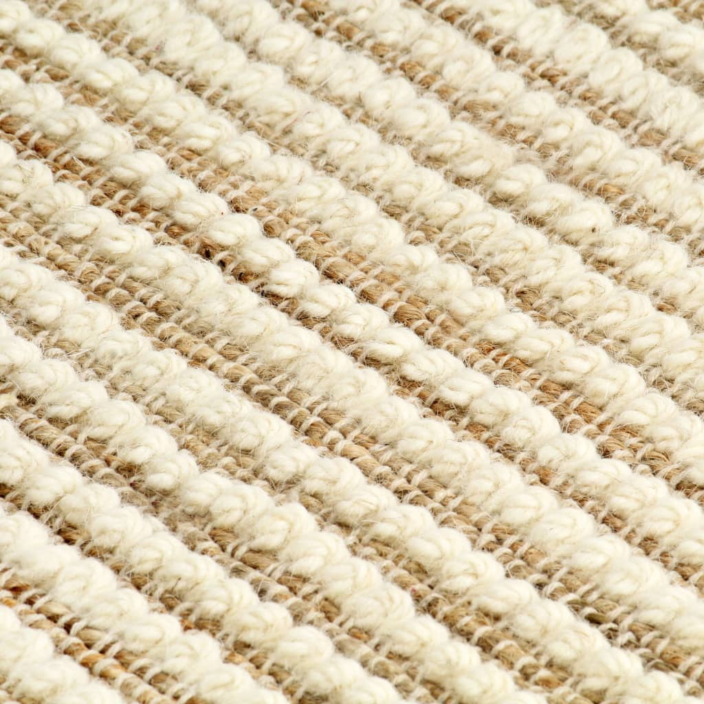vidaXL Rug Hemp Wool 80x150 cm Natural/White