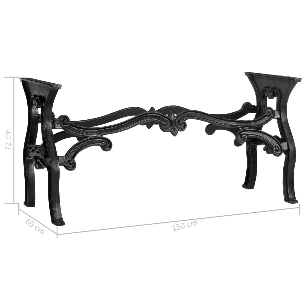 vidaXL Dining Table Legs 150x60x72 cm Cast Iron