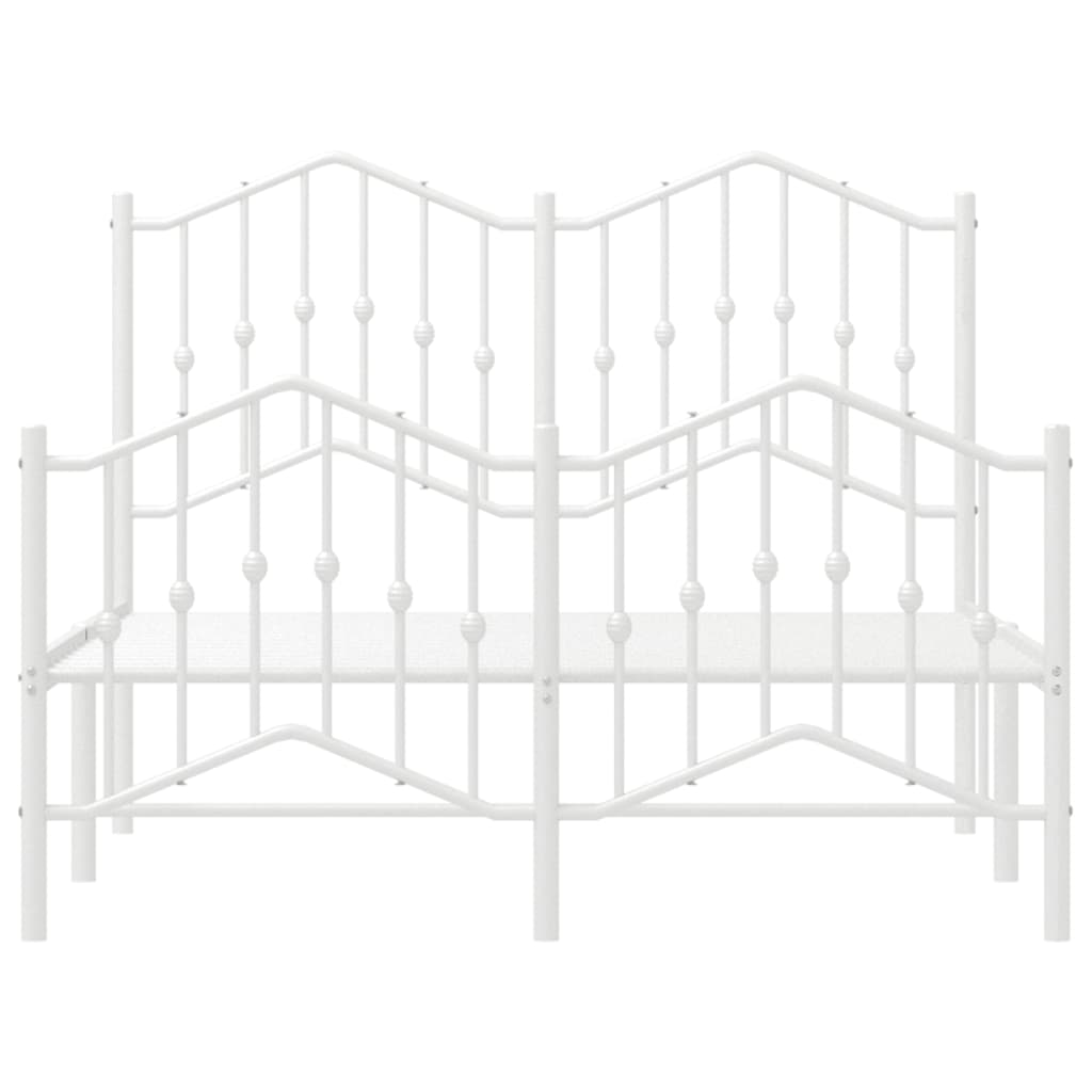vidaXL Metal Bed Frame with Headboard and Footboard White 120x200 cm