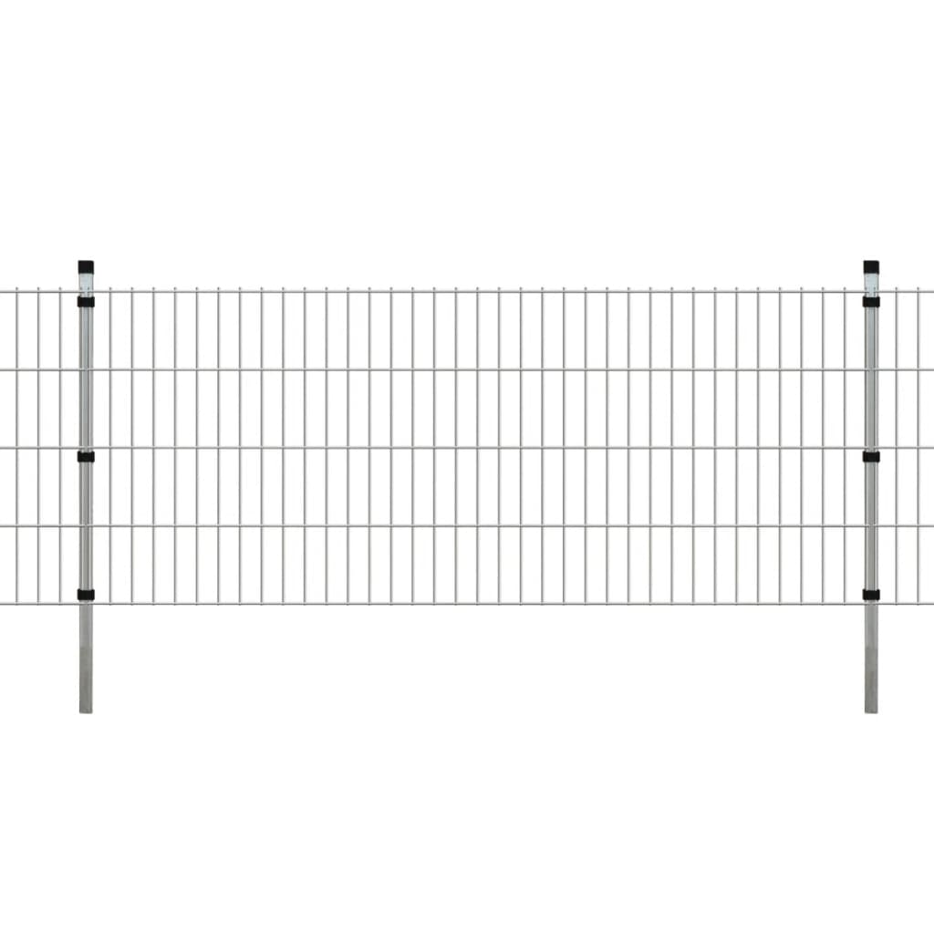 vidaXL 2D Garden Fence Panel & Posts 2008x830 mm 2 m Silver