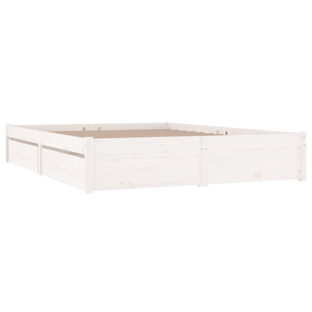 vidaXL Bed Frame with Drawers White 120x190 cm Small Double