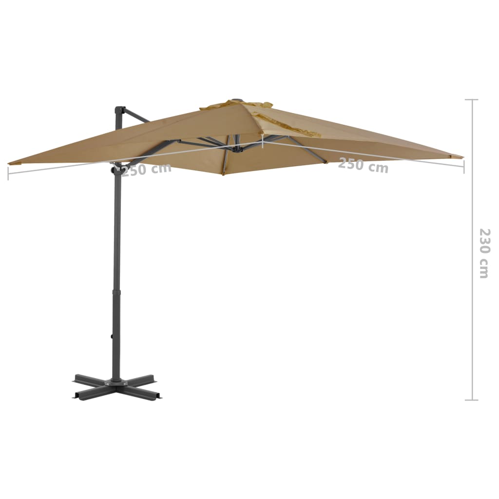 vidaXL Cantilever Umbrella with Aluminium Pole Taupe 250x250 cm