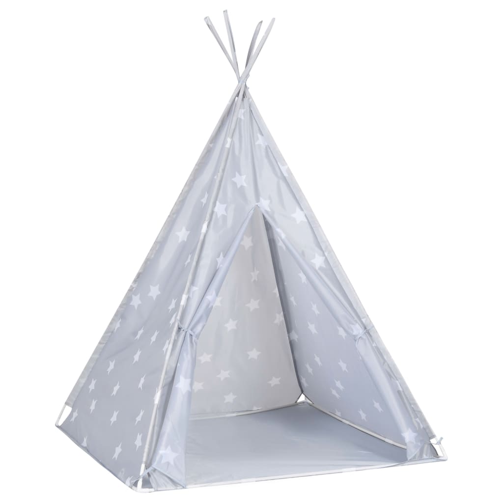 vidaXL Children Teepee Tent with Bag Polyester Grey 115x115x160 cm