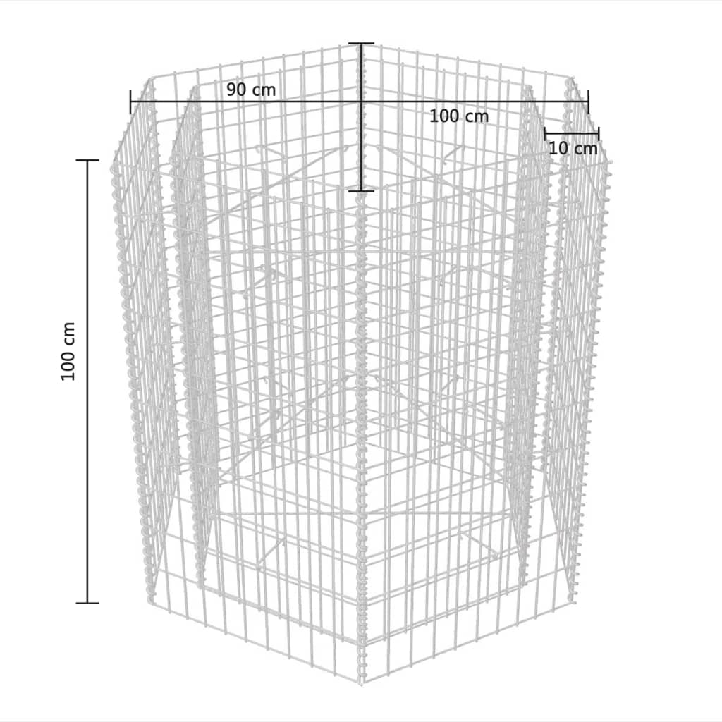 vidaXL Hexagonal Gabion Raised Bed 100x90x100 cm