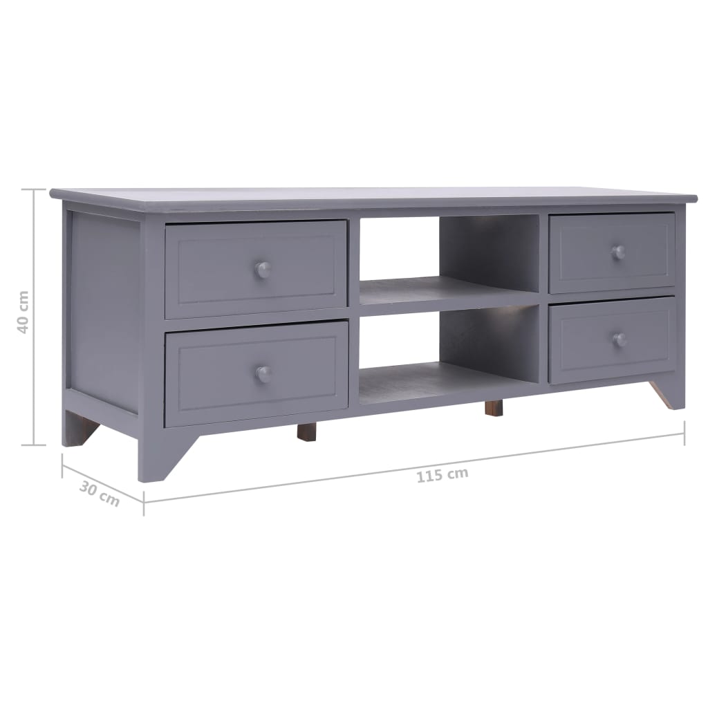 vidaXL TV Cabinet Grey 115x30x40 cm Paulownia Wood