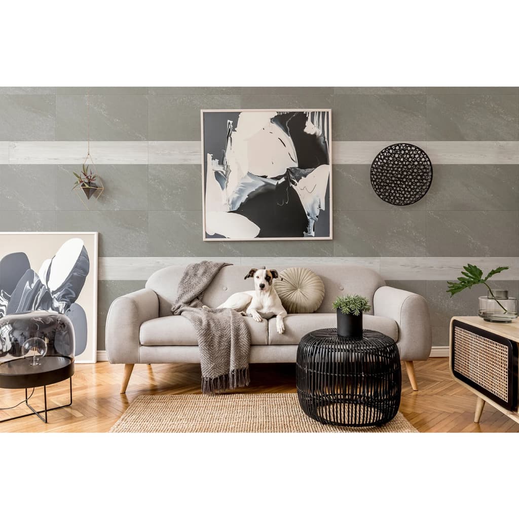 Grosfillex Wallcovering Tile Gx Wall+ 15pcs 15x90 cm Light Grey Oak