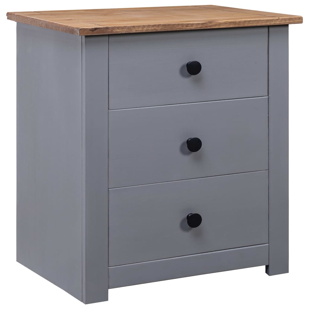 vidaXL Bedside Cabinet Grey 46x40x57 cm Pinewood Panama Range