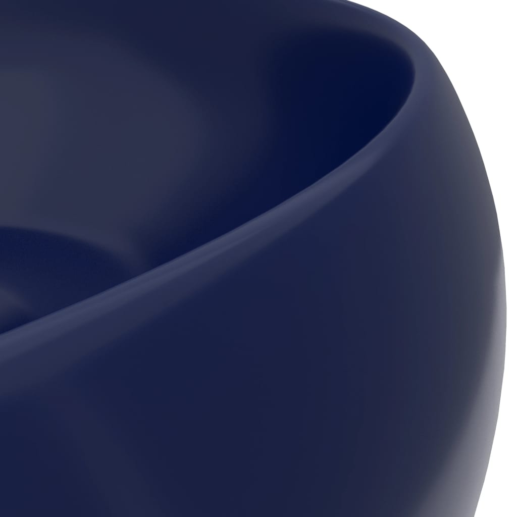vidaXL Luxury Wash Basin Round Matt Dark Blue 40x15 cm Ceramic