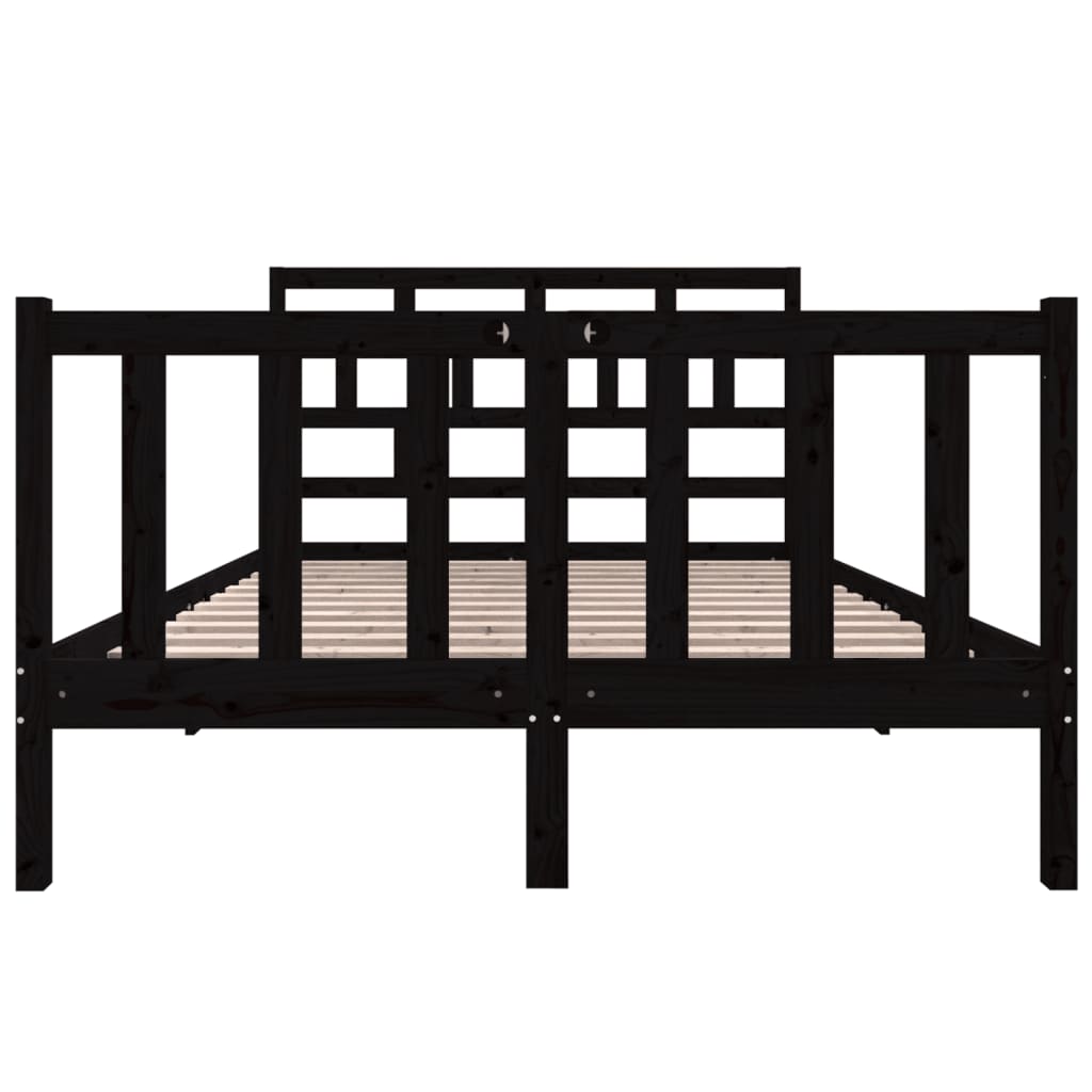 vidaXL Bed Frame Black Solid Wood Pine 140x190 cm