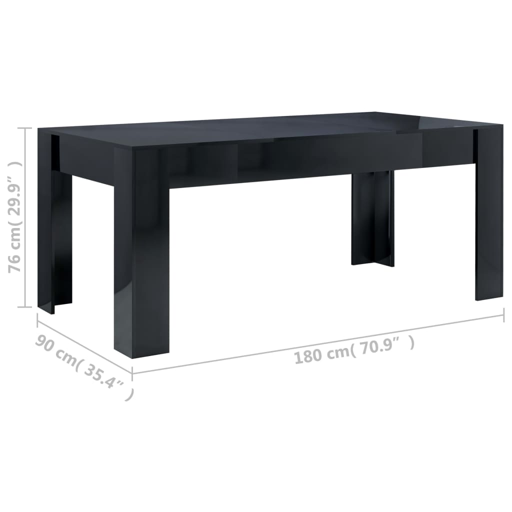 vidaXL Dining Table High Gloss Grey 180x90x76 cm Engineered Wood