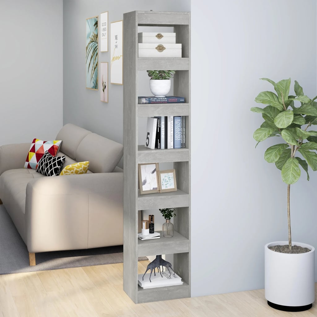 vidaXL Book Cabinet/Room Divider Concrete Grey 40x30x198 cm