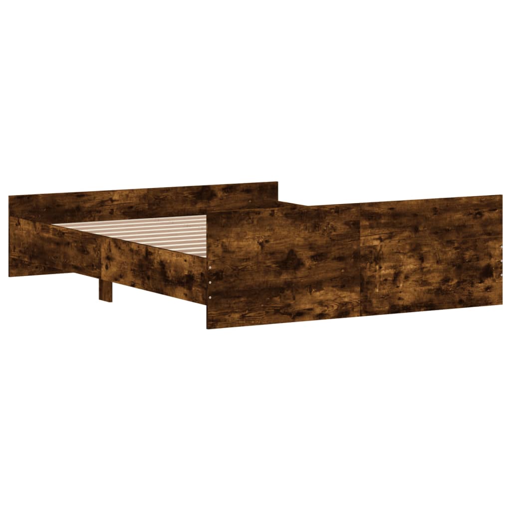 vidaXL Bed Frame with Headboard and Footboard Smoked Oak 140x200 cm