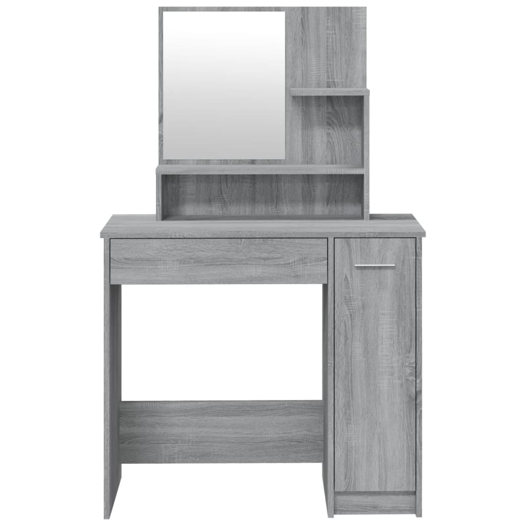 vidaXL Dressing Table with Mirror Grey Sonoma 86.5x35x136 cm