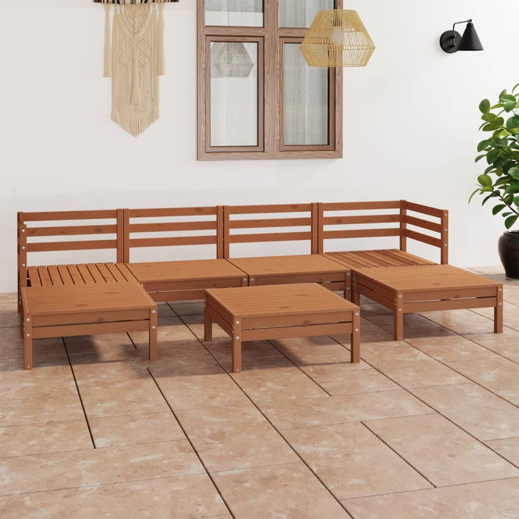 vidaXL 7 Piece Garden Lounge Set Honey Brown Solid Wood Pine