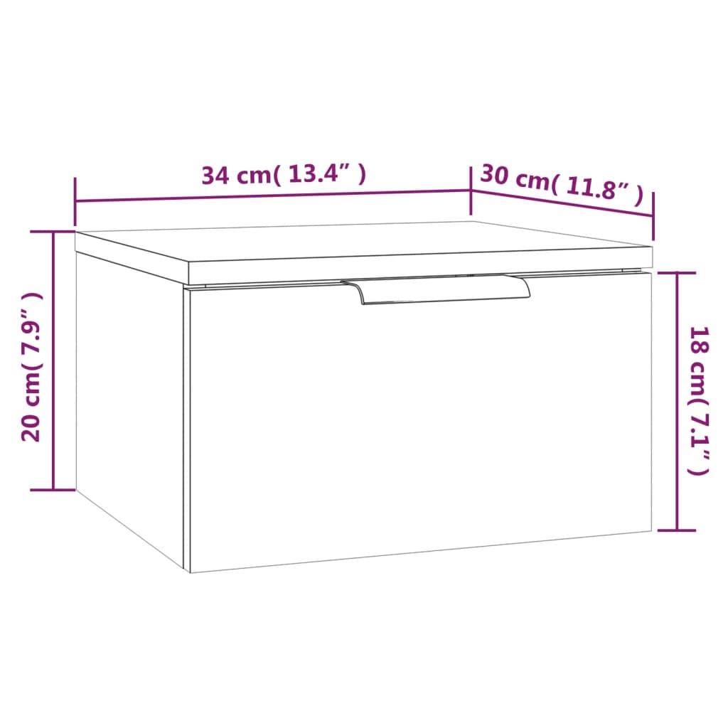 vidaXL Wall-mounted Bedside Cabinets 2 pcs Brown Oak 34x30x20 cm