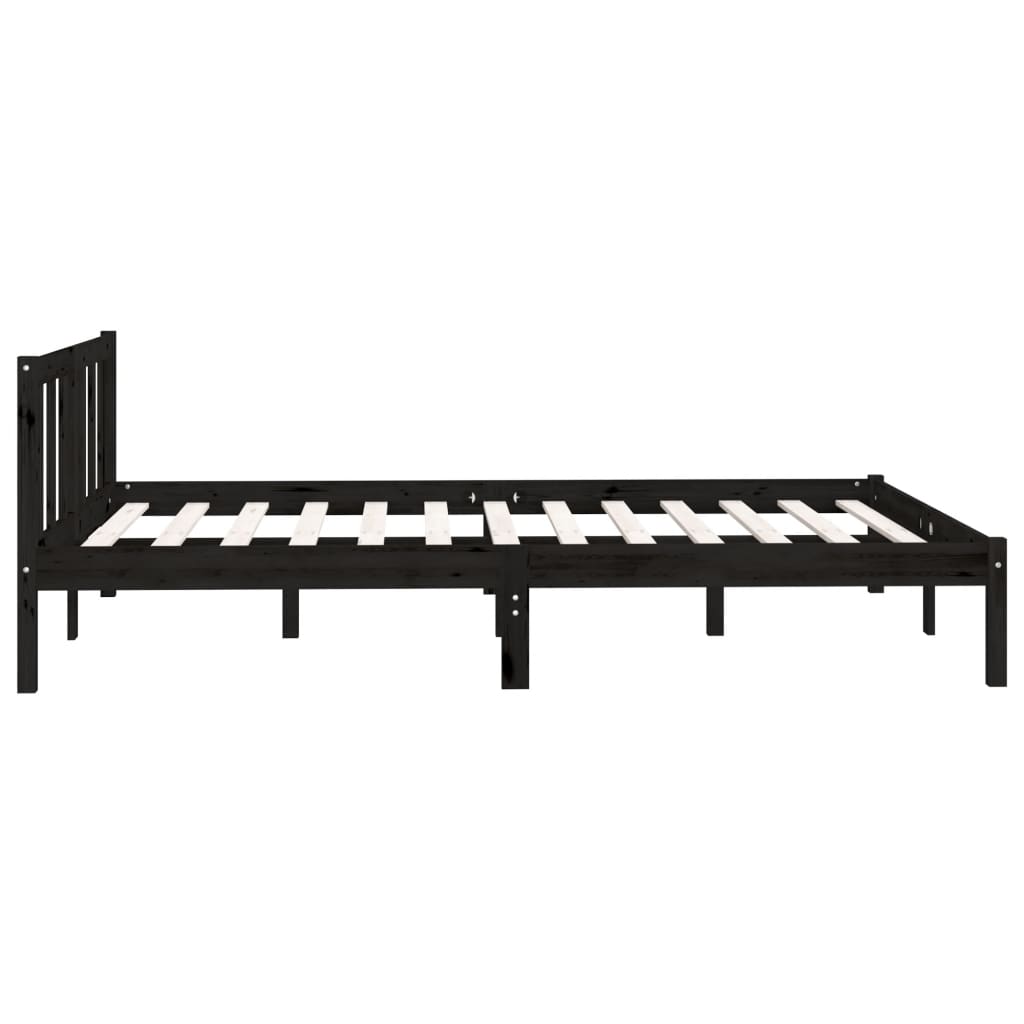 vidaXL Bed Frame Black Solid Pinewood 140x190 cm