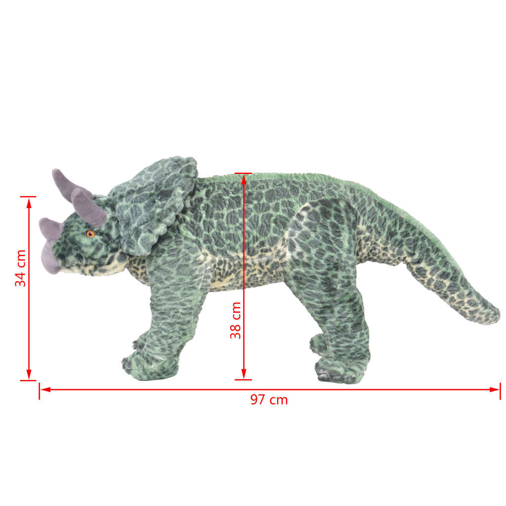 vidaXL Standing Plush Toy Triceratops Dinosaur Green XXL