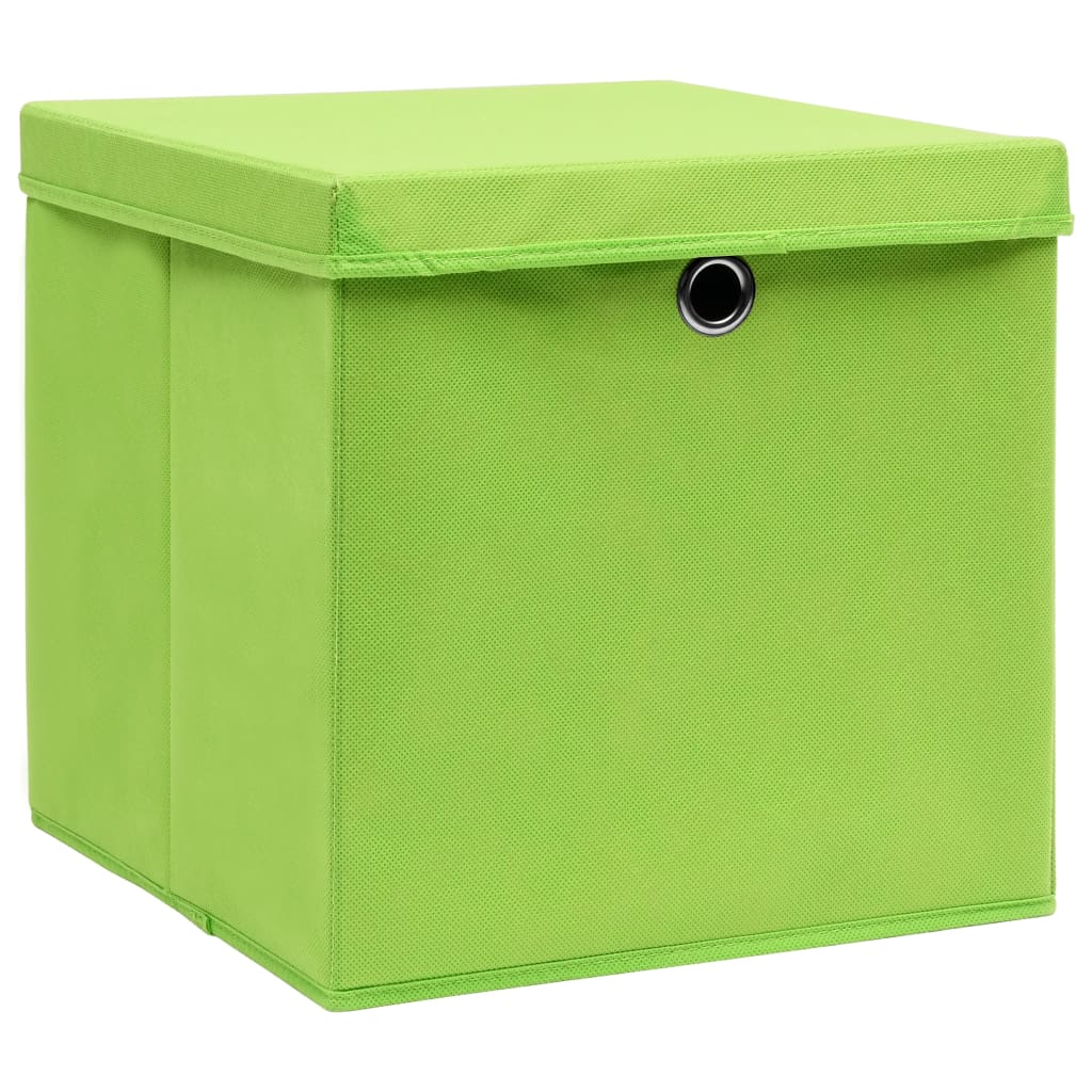 vidaXL Storage Boxes with Lids 4 pcs Green 32x32x32 cm Fabric