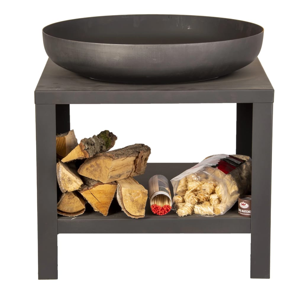 Esschert Design Fire Bowl with Wood Storage 62 cm Black