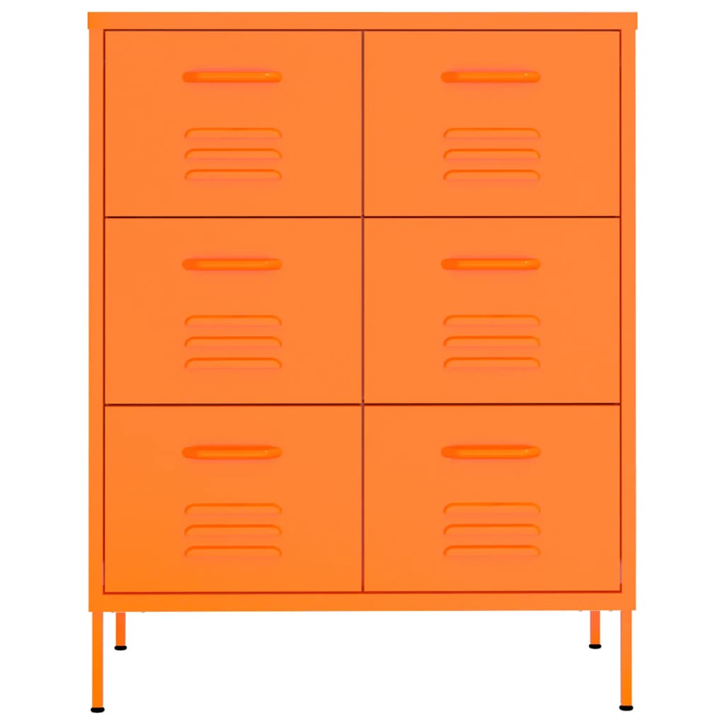 vidaXL Drawer Cabinet Orange 80x35x101.5 cm Steel