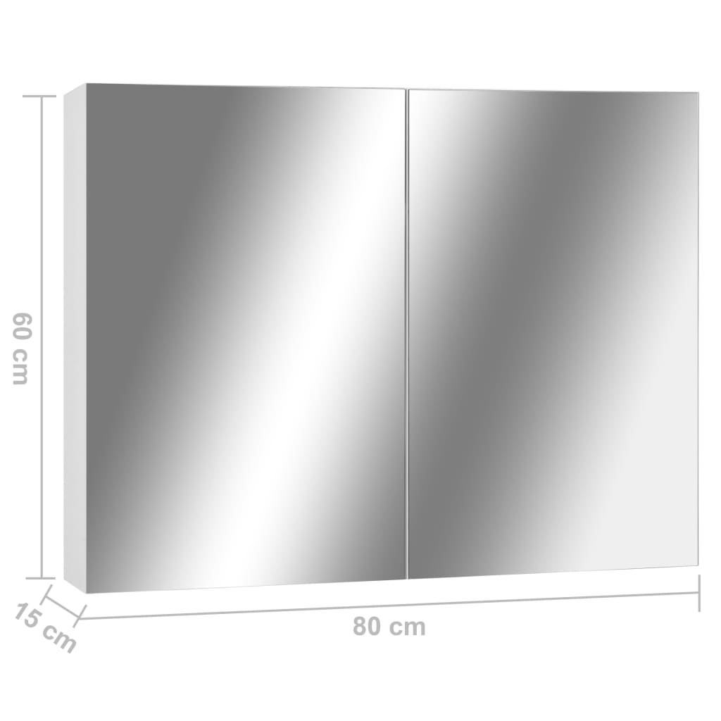 vidaXL Bathroom Mirror Cabinet White 80x15x60 cm MDF