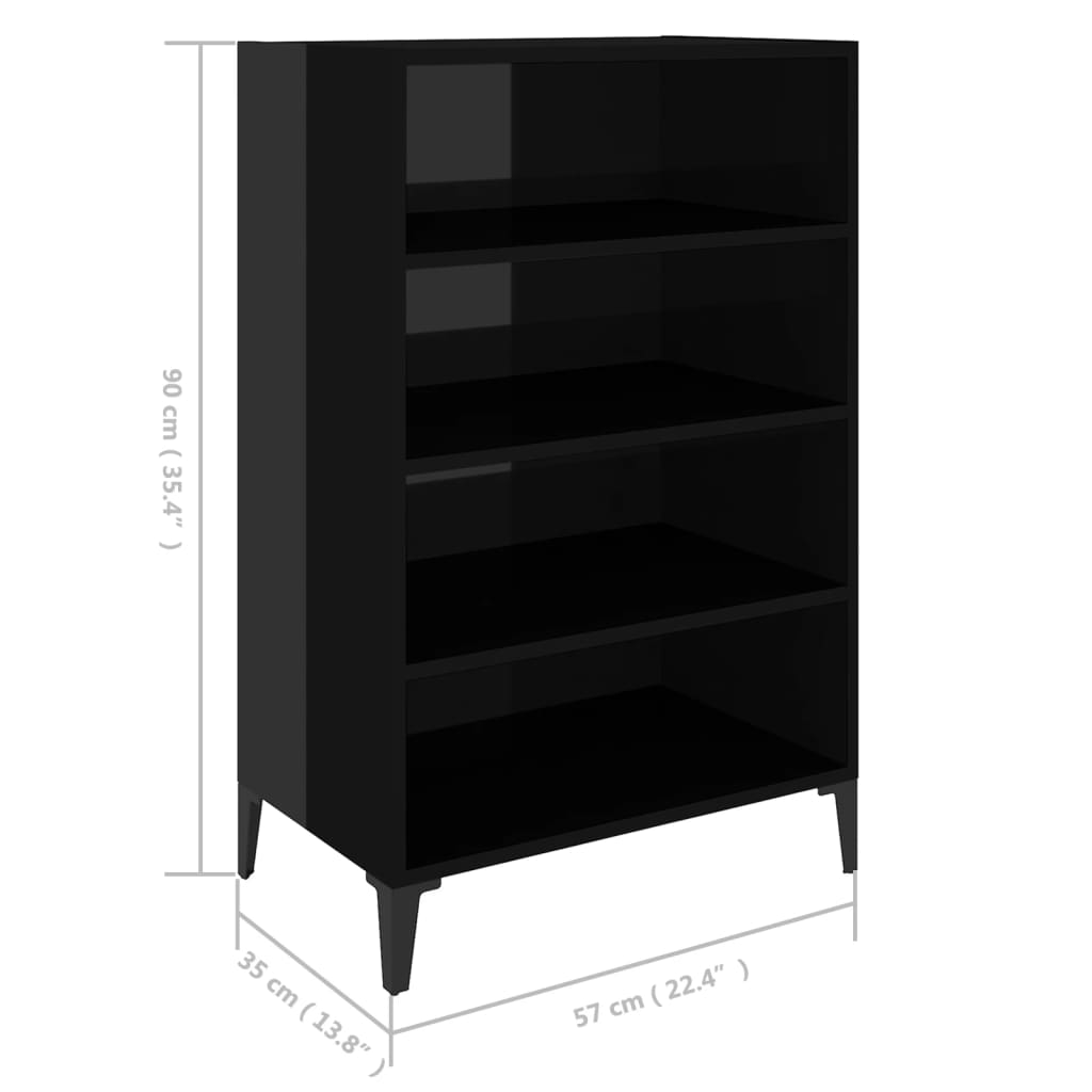 vidaXL Sideboard High Gloss Black 57x35x90 cm Engineered Wood