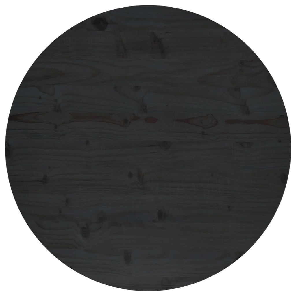 vidaXL Table Top Black Ø70x2.5 cm Solid Wood Pine