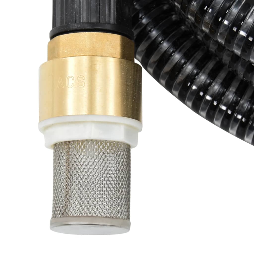 vidaXL Suction Hose with Brass Connectors Black 1.1" 5 m PVC