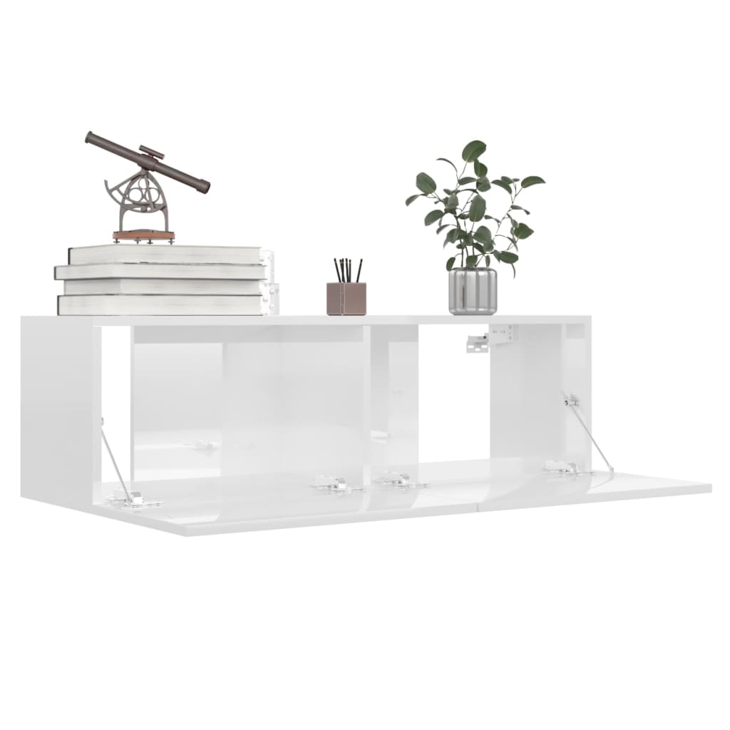 vidaXL TV Cabinet High Gloss White 100x30x30 cm Engineered Wood