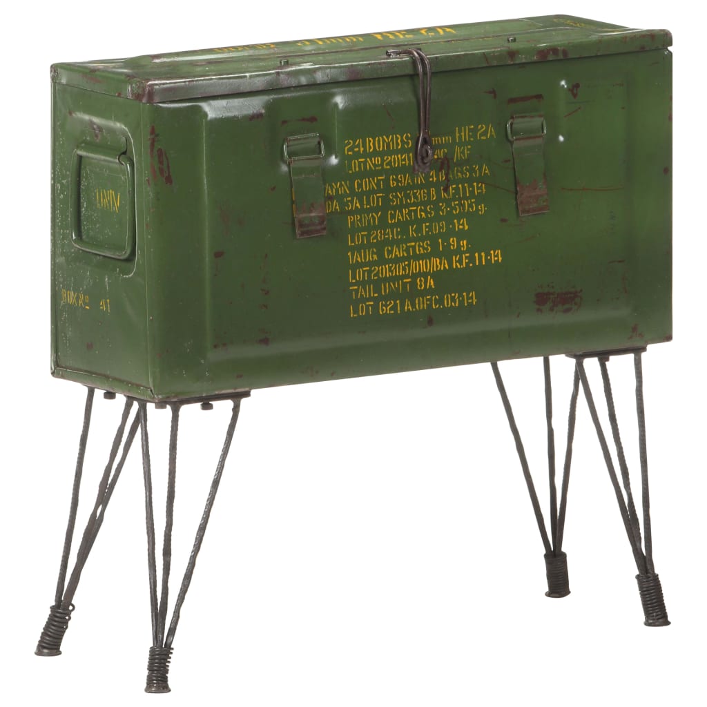 vidaXL Storage Trunk Military Style 68x24x66 cm Iron