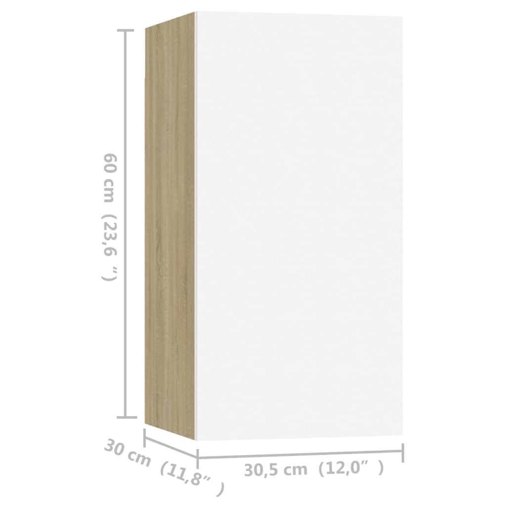 vidaXL TV Cabinets 2 pcs White and Sonoma Oak 30.5x30x60 cm Chipboard