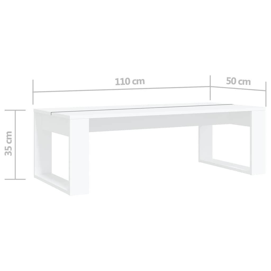 vidaXL Coffee Table White 110x50x35 cm Engineered Wood