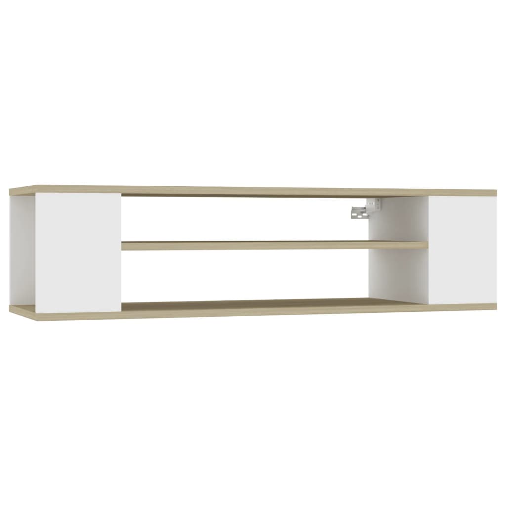 vidaXL Hanging TV Cabinet White and Sonoma Oak 100x30x26.5 cm Engineered Wood