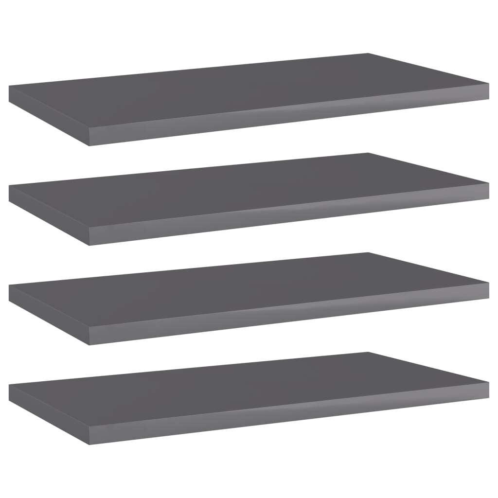 vidaXL Bookshelf Boards 4 pcs High Gloss Grey 40x20x1.5 cm Engineered Wood