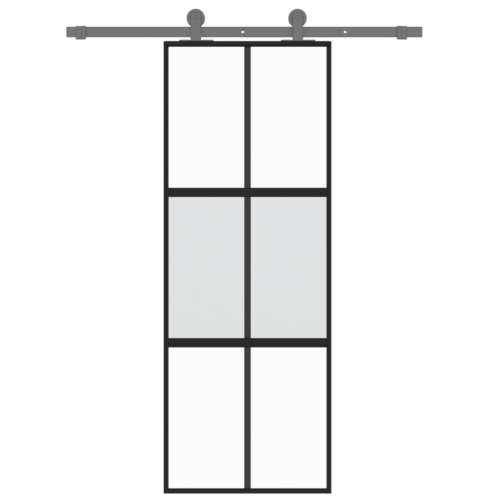 vidaXL Sliding Door Black 76x205 cm Tempered Glass and Aluminium