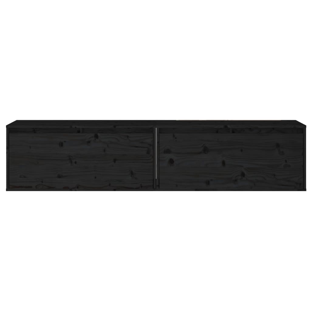 vidaXL Wall Cabinets 2 pcs Black 80x30x35 cm Solid Wood Pine