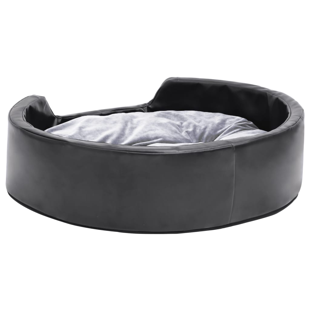 vidaXL Dog Bed Black and Grey 69x59x19 cm Plush and Faux Leather
